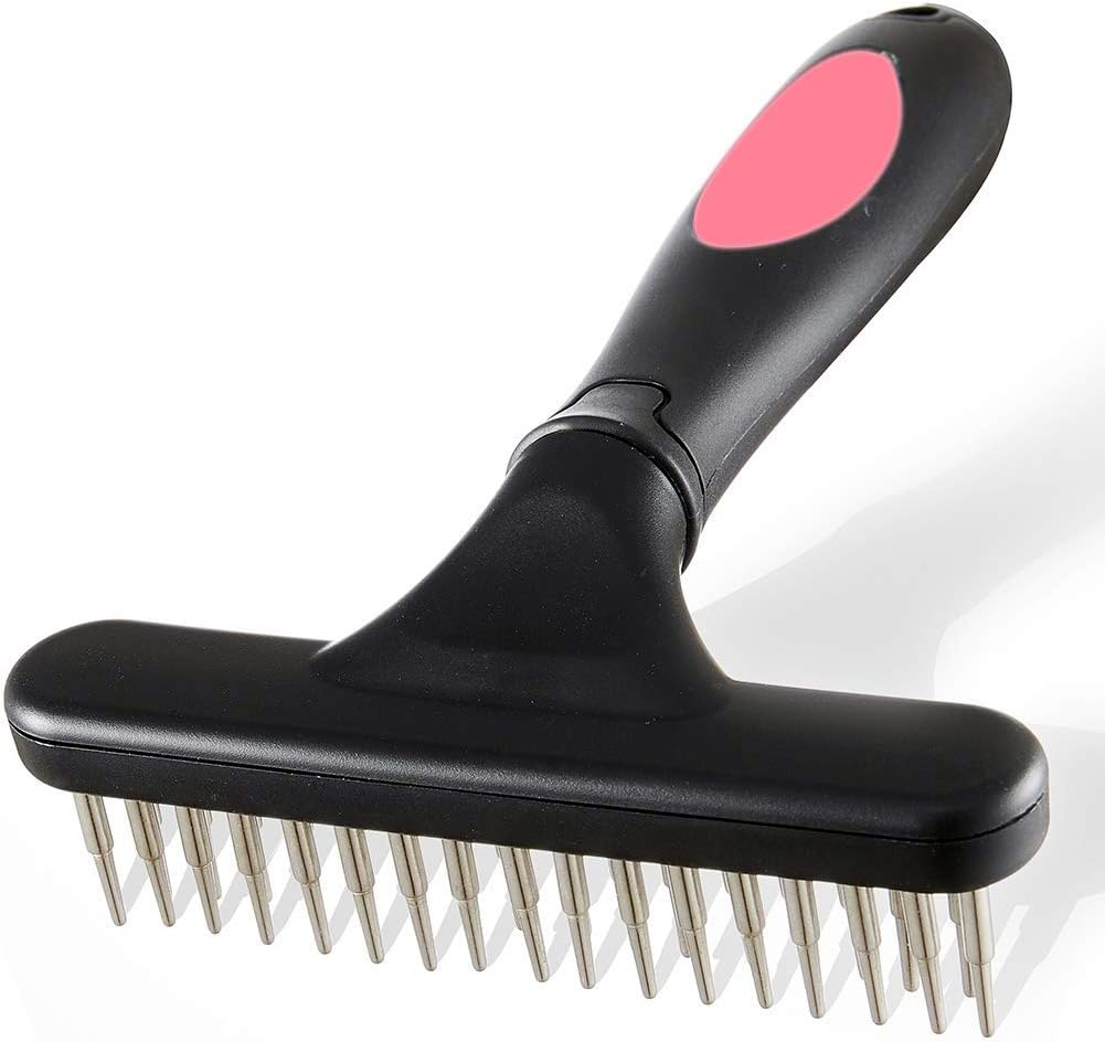 Double Row Dematting Pet Grooming Rake Comb