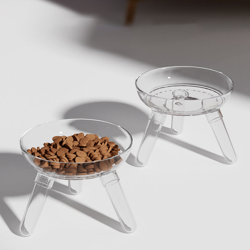 Transparent Glass Pet Feeding And Water Bowl Anti-Knock Stand