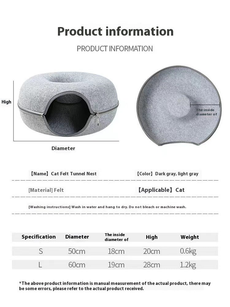 Round Plush Pet Tunnel Bed For Comfortable Rest