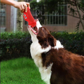 Vocal Rugby Shaped Rubber Pet Chew Teething Toy