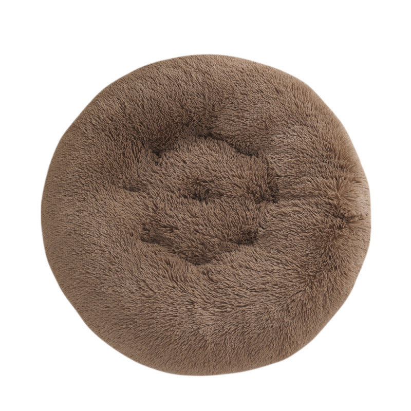Plush Round Pet Bed Warm Sleeping Mat House