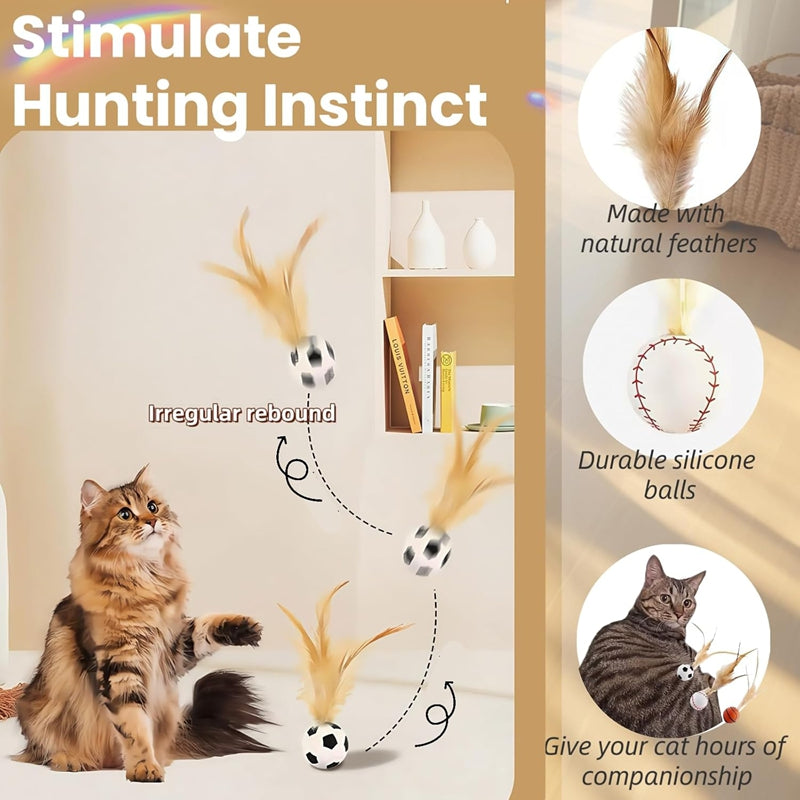 Interactive Pet Feather Bouncy Ball Entertainment Toy