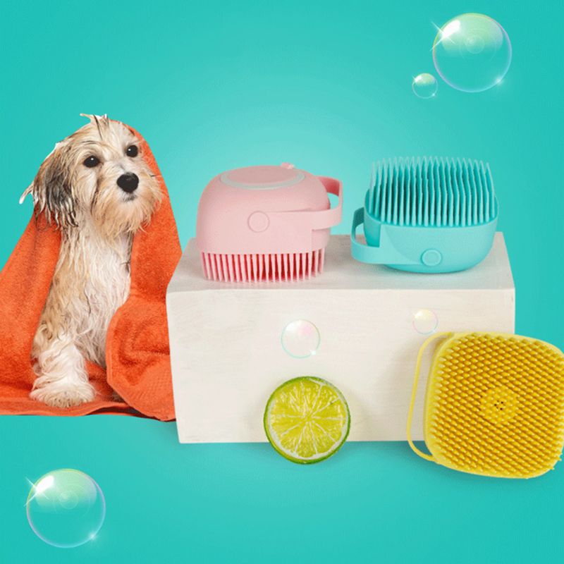 Silicone Bristle Shampoo Dispenser Pet Bath Brush