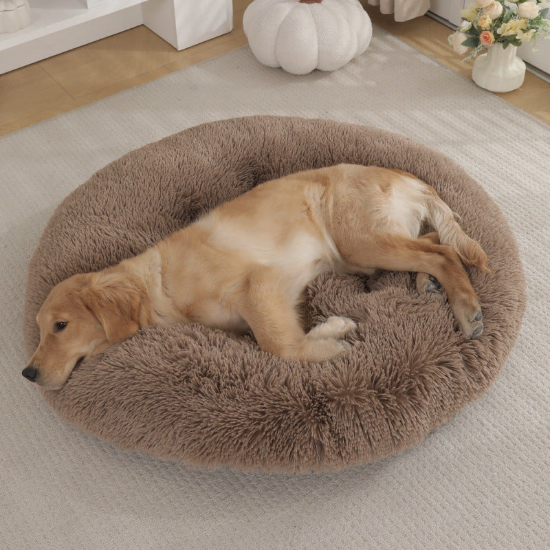 Plush Round Pet Bed Warm Sleeping Mat House