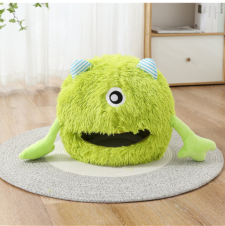 Fluffy Round Calming Pet Bed With Soft Plush Cushion