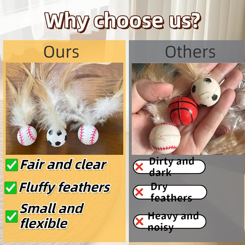 Interactive Pet Feather Bouncy Ball Entertainment Toy