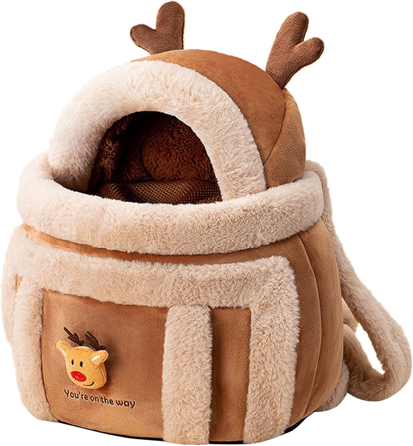Plush Pet Backpack Carrier Bag For Winter Travel