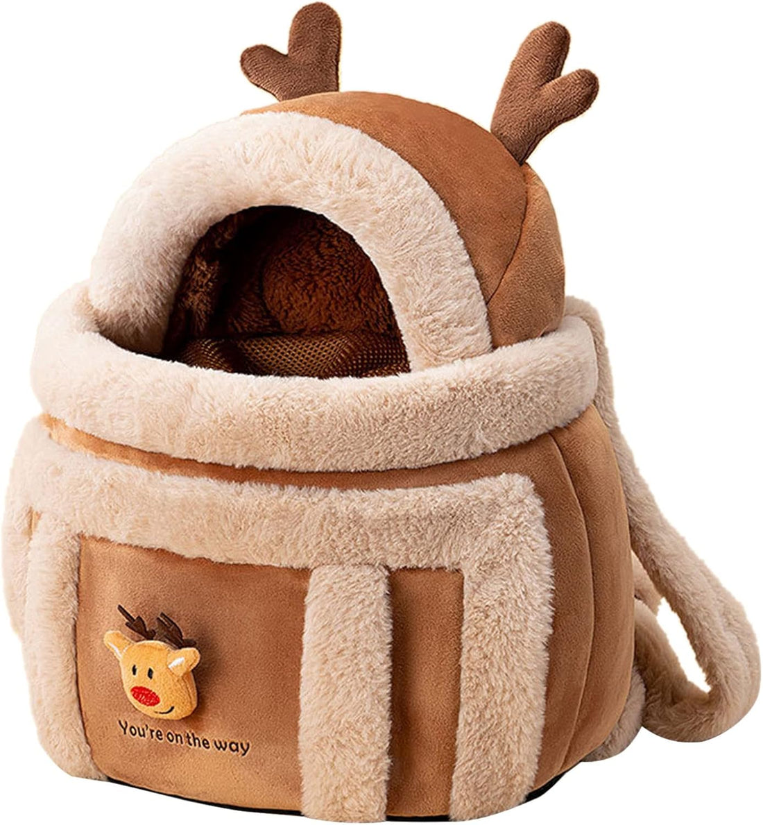Plush Pet Backpack Carrier Bag For Winter Travel