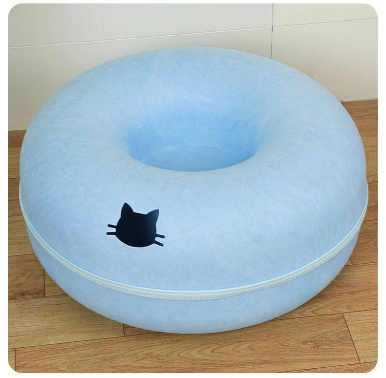 Round Plush Pet Tunnel Bed For Comfortable Rest