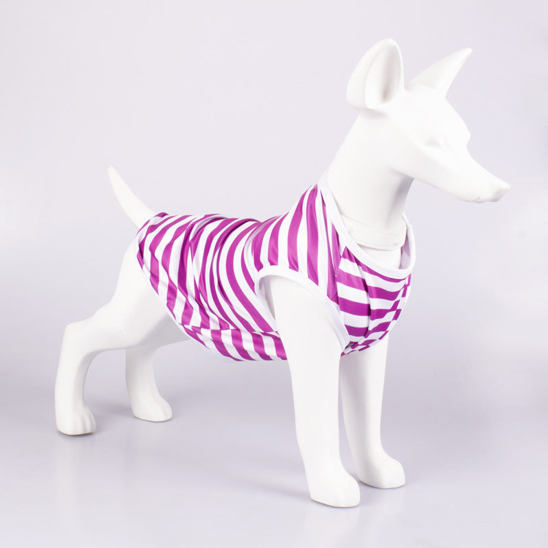 Striped Crew Neck Pet Tank Top Apparel