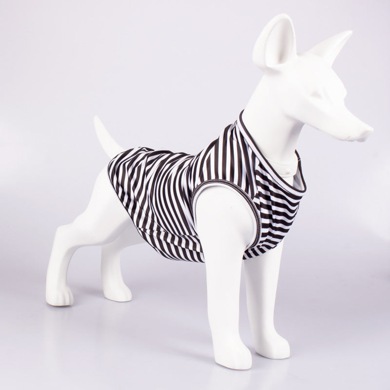 Striped Crew Neck Pet Tank Top Apparel