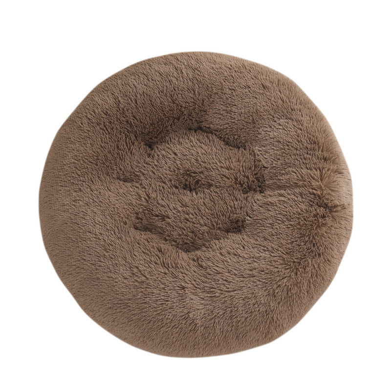 Plush Round Pet Bed Warm Sleeping Mat House