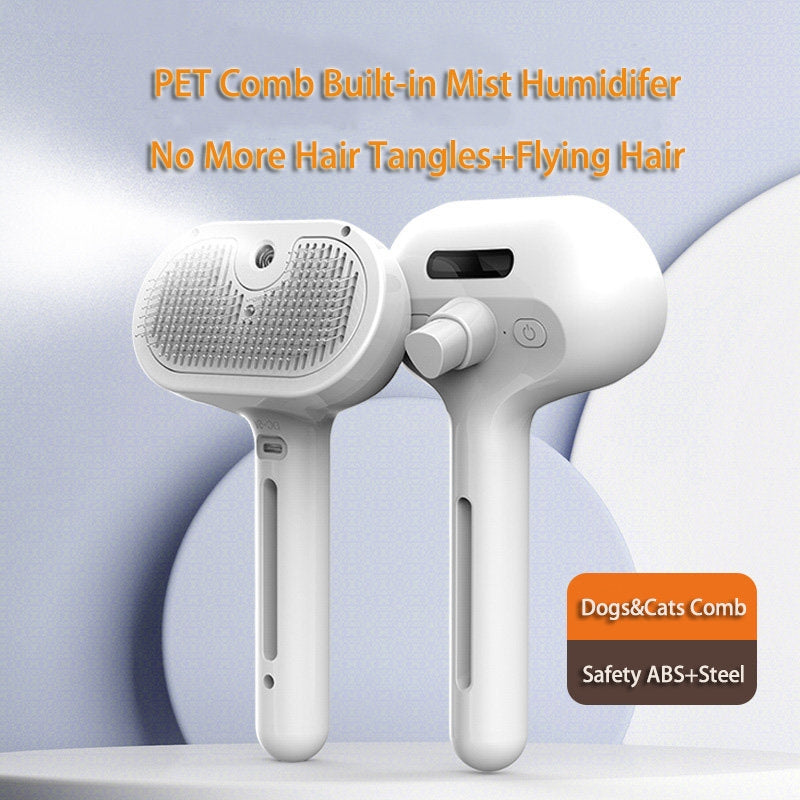 Self Cleaning Pet Grooming Comb Mist Humidifier Brush