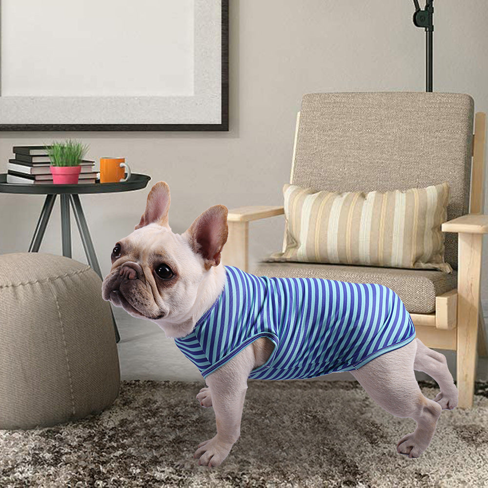 Striped Crew Neck Pet Tank Top Apparel