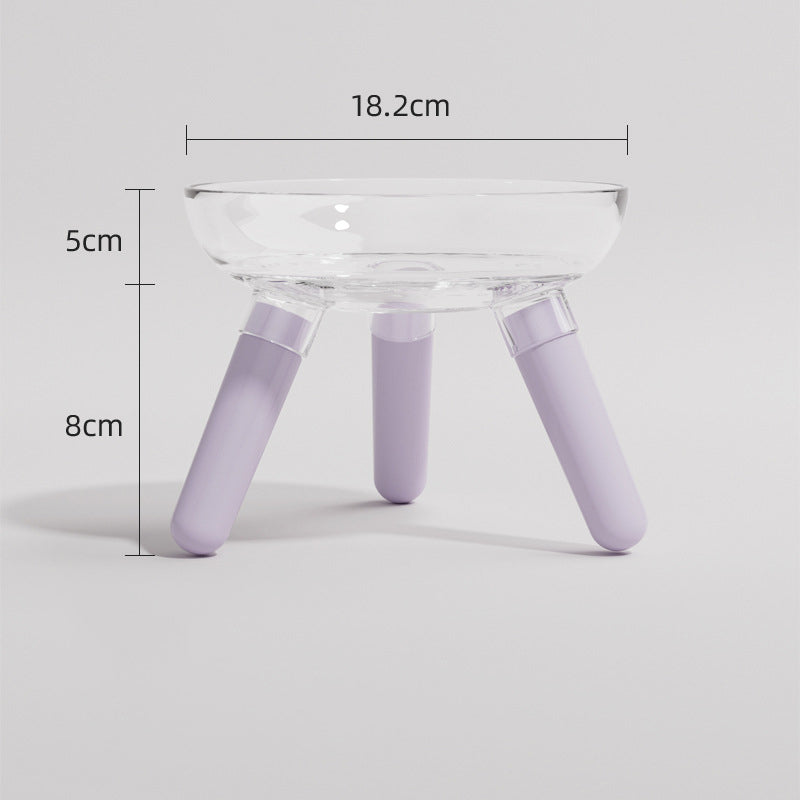 Transparent Glass Pet Feeding And Water Bowl Anti-Knock Stand