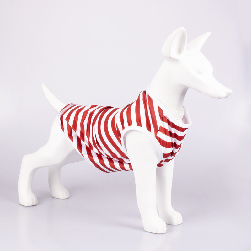 Striped Crew Neck Pet Tank Top Apparel