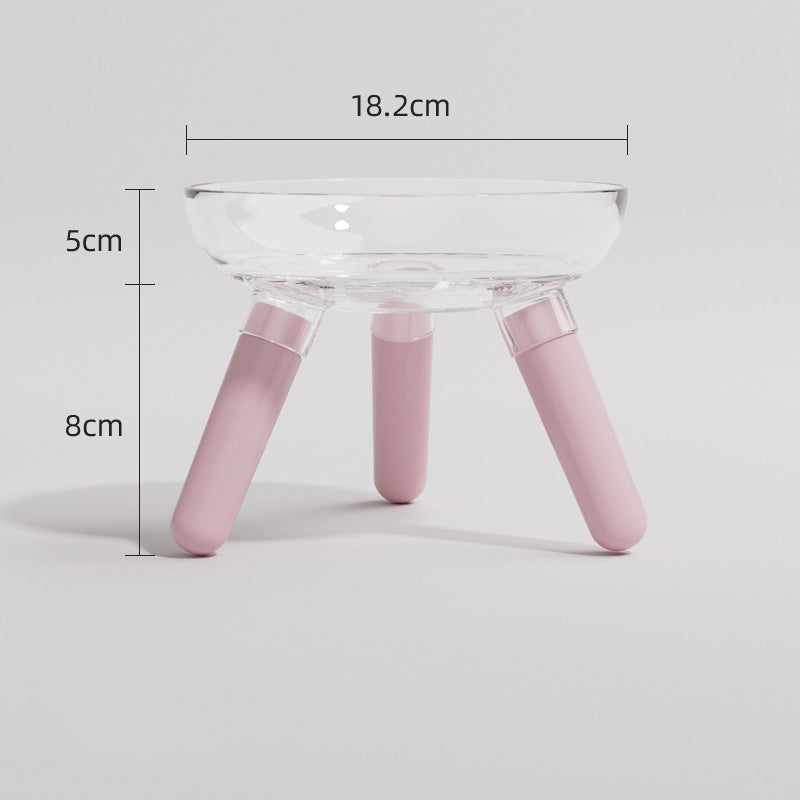 Transparent Glass Pet Feeding And Water Bowl Anti-Knock Stand