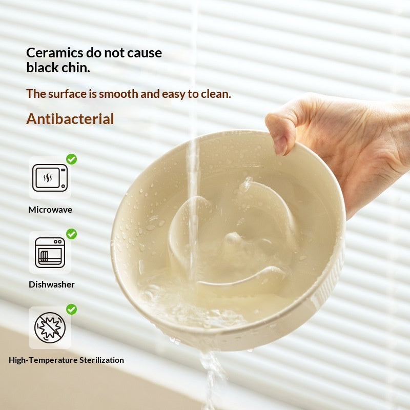 Ceramic Pet Slow Feeding Anti-Choking Bowl