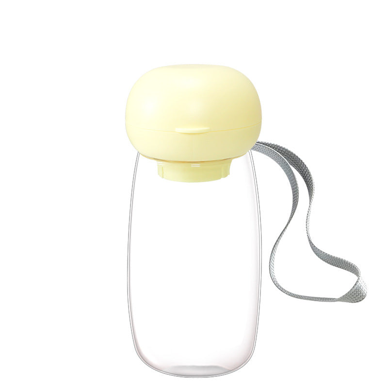 Portable Pet Water Bottle With Feeding Cup And Lanyard
