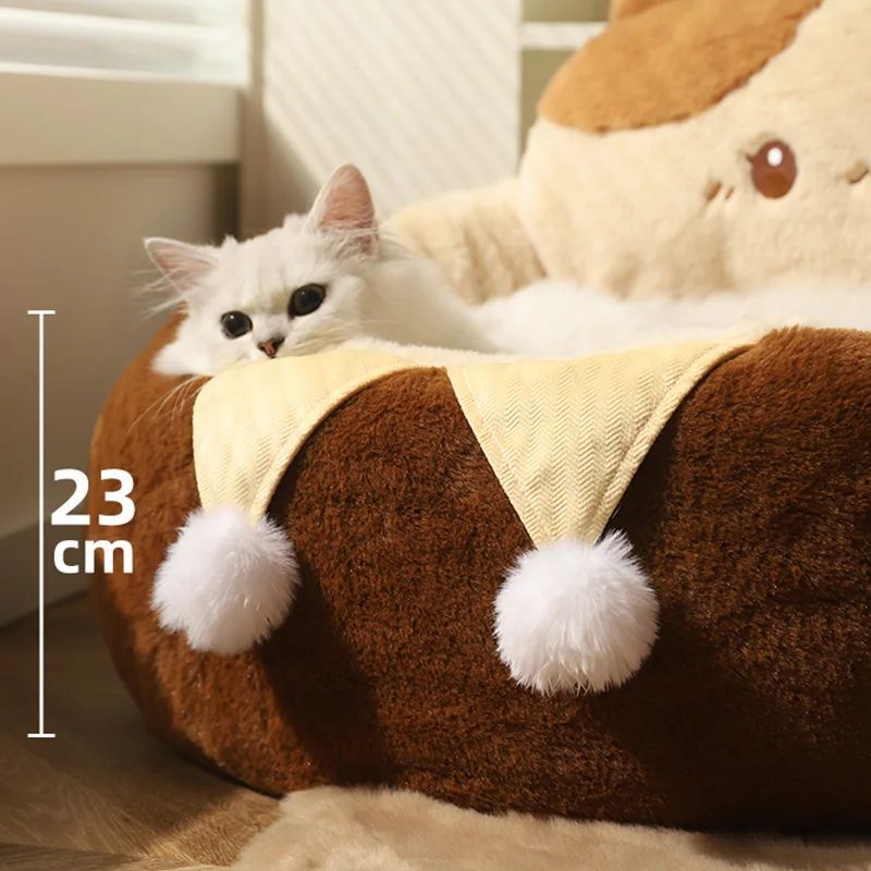 Round Plush Pet Sofa Bed Winter Warm Cushion Nest