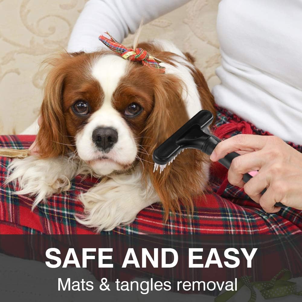 Double Row Dematting Pet Grooming Rake Comb