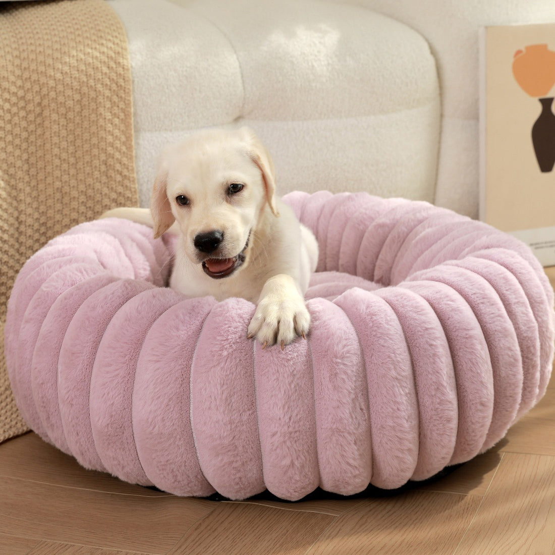 Plush Round Warm Pet Nest Bed For Winter Comfort