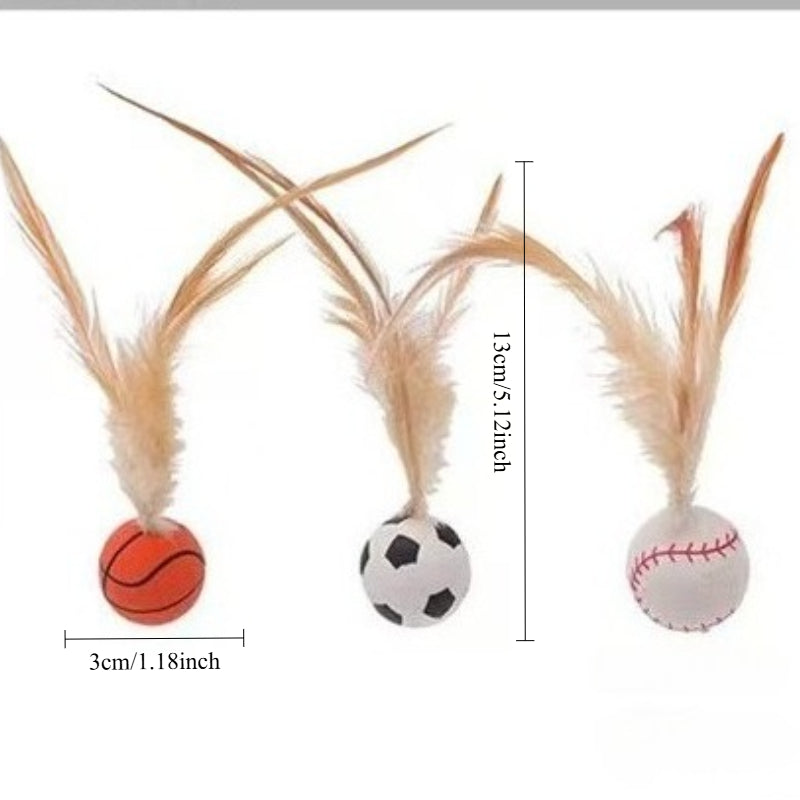 Interactive Pet Feather Bouncy Ball Entertainment Toy