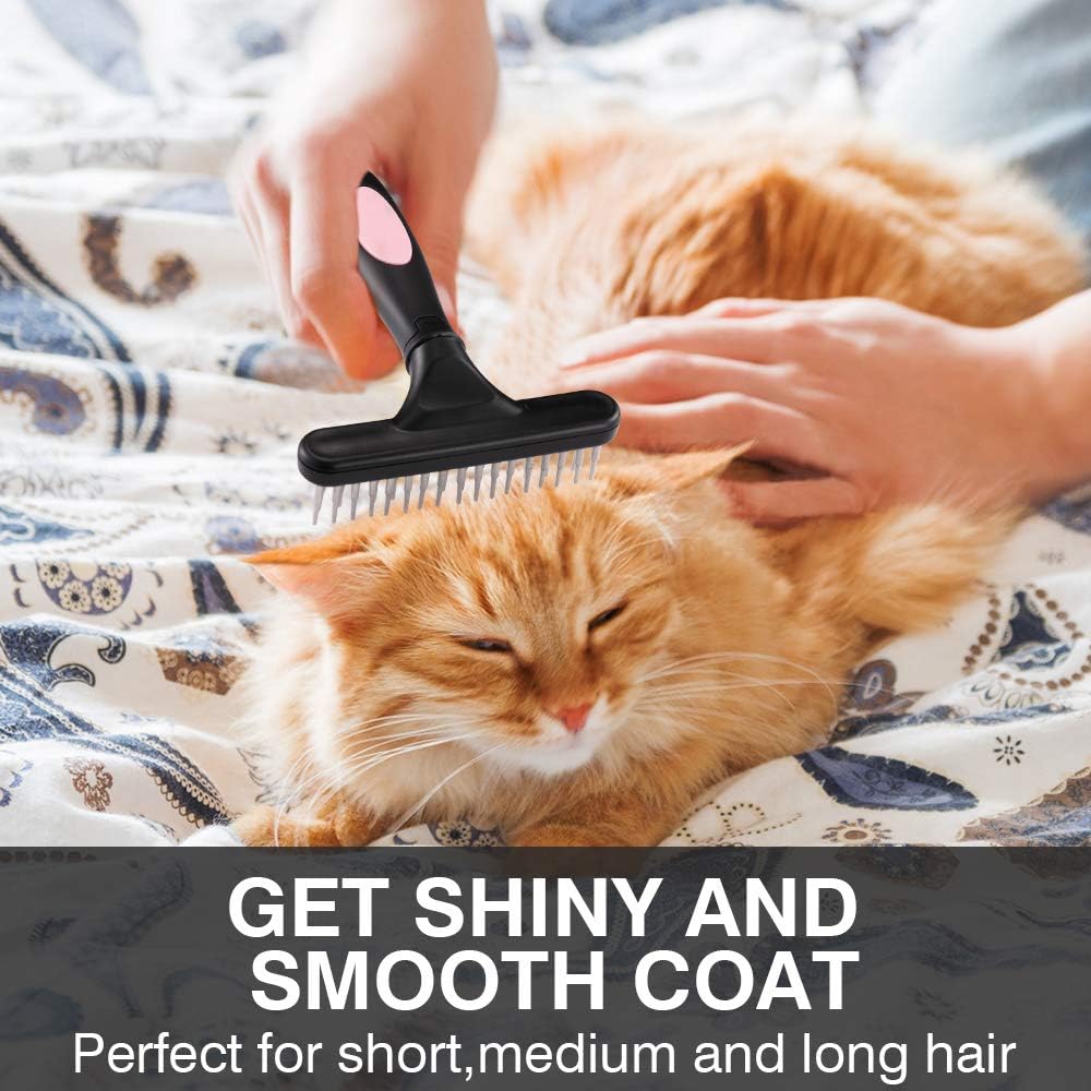 Double Row Dematting Pet Grooming Rake Comb