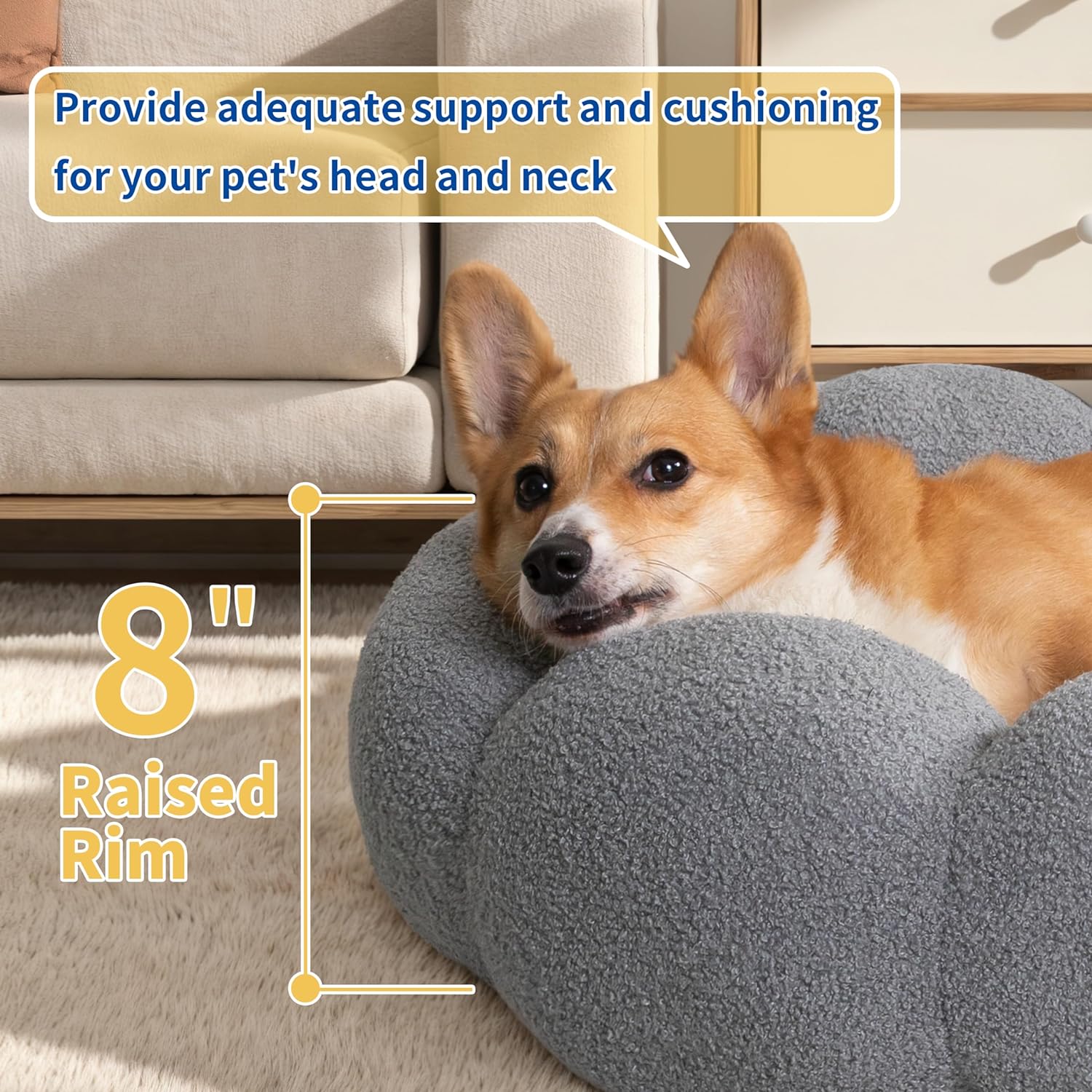 Fluffy Round Plush Pet Calming Bed For Indoor Comfort