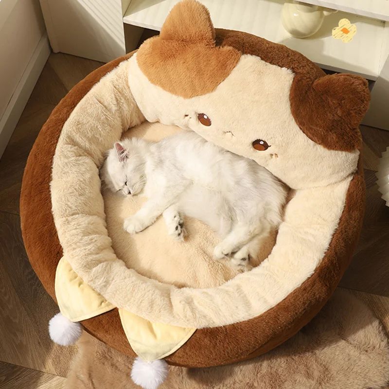 Round Plush Pet Sofa Bed Winter Warm Cushion Nest