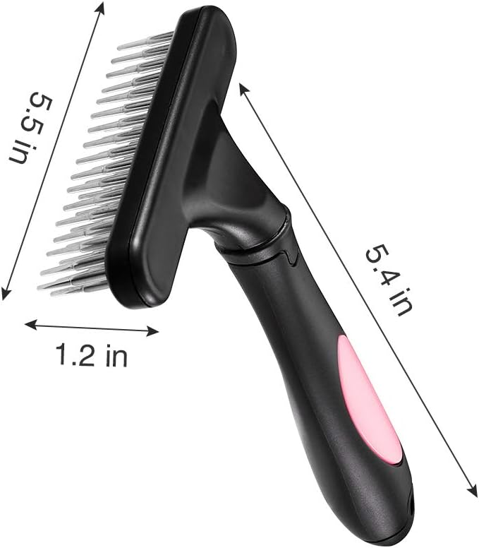 Double Row Dematting Pet Grooming Rake Comb