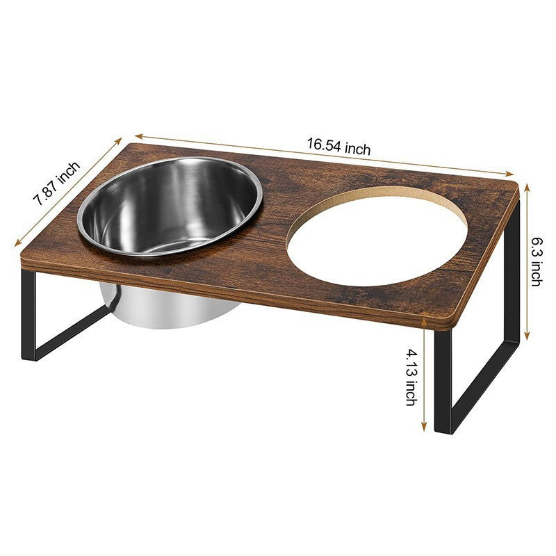 Wood And Iron Pet Feeding Rack With Bowl Holder