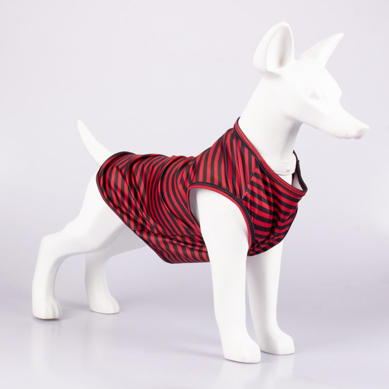 Striped Crew Neck Pet Tank Top Apparel