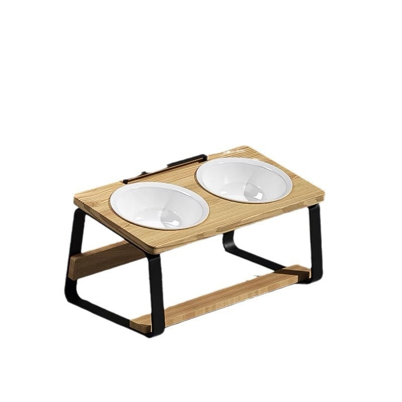 Ceramic Double Pet Feeding And Water Bowl Holder