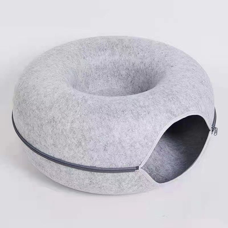 Round Plush Pet Tunnel Bed For Comfortable Rest