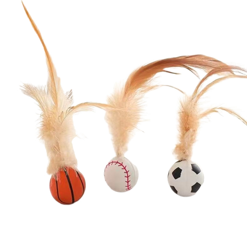 Interactive Pet Feather Bouncy Ball Entertainment Toy