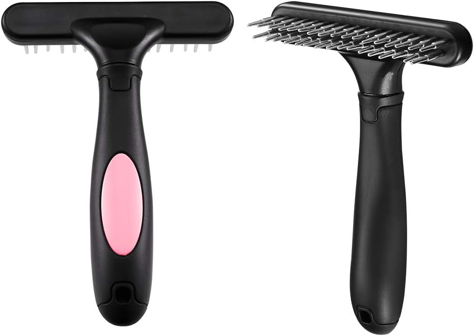 Double Row Dematting Pet Grooming Rake Comb